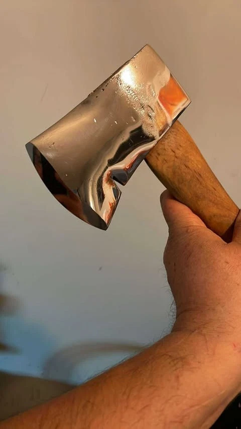 Espejo de hacha Winchester restaurado pulido y mango de langosta negra personalizado! Foto 2 de 4