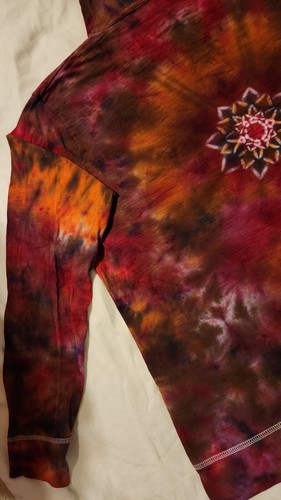 Ladies Extra Large Tie Dye long sleeve lightweight zip hoodie blend of red orang - Picture 5 of 7