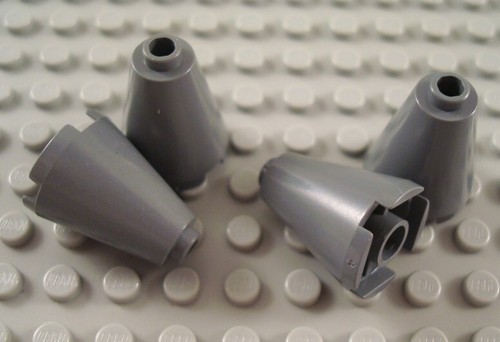 LEGO Lot of 4 Dark Bluish Gray 2x2x2 Brick Cone Pieces