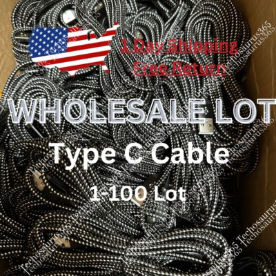 Bulk Lot 10ft USB Type C Fast Charger Cable Charging Cord For Samsung S8 S9 S10
