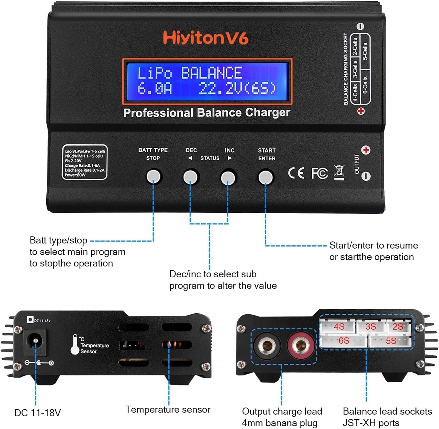 Lipo Battery Charger,Hiyiton RC Battery Charger for 1-6S RC Car Battery Balan...