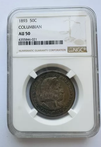 1893 Columbian Exposition Commemorative Silver Half Dollar AU50 NGC Toned