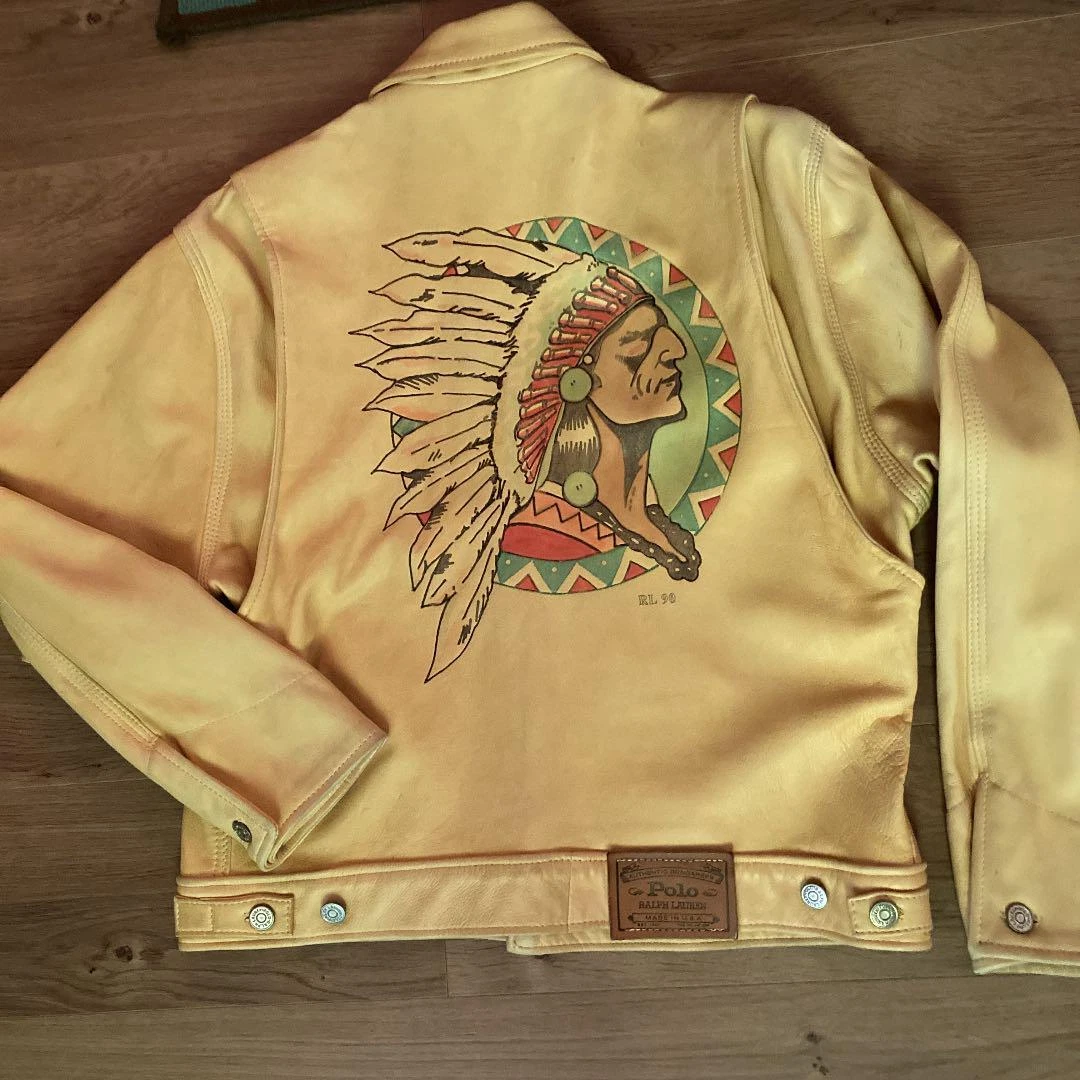 Rare Ralph Lauren Polo Country Indian Head Leather Jacket 80s