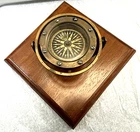 ANTIQUE Samual Semery Salem NAUTICAL SHIPs COMPASS -w/Gimbal -Dry Card + Base