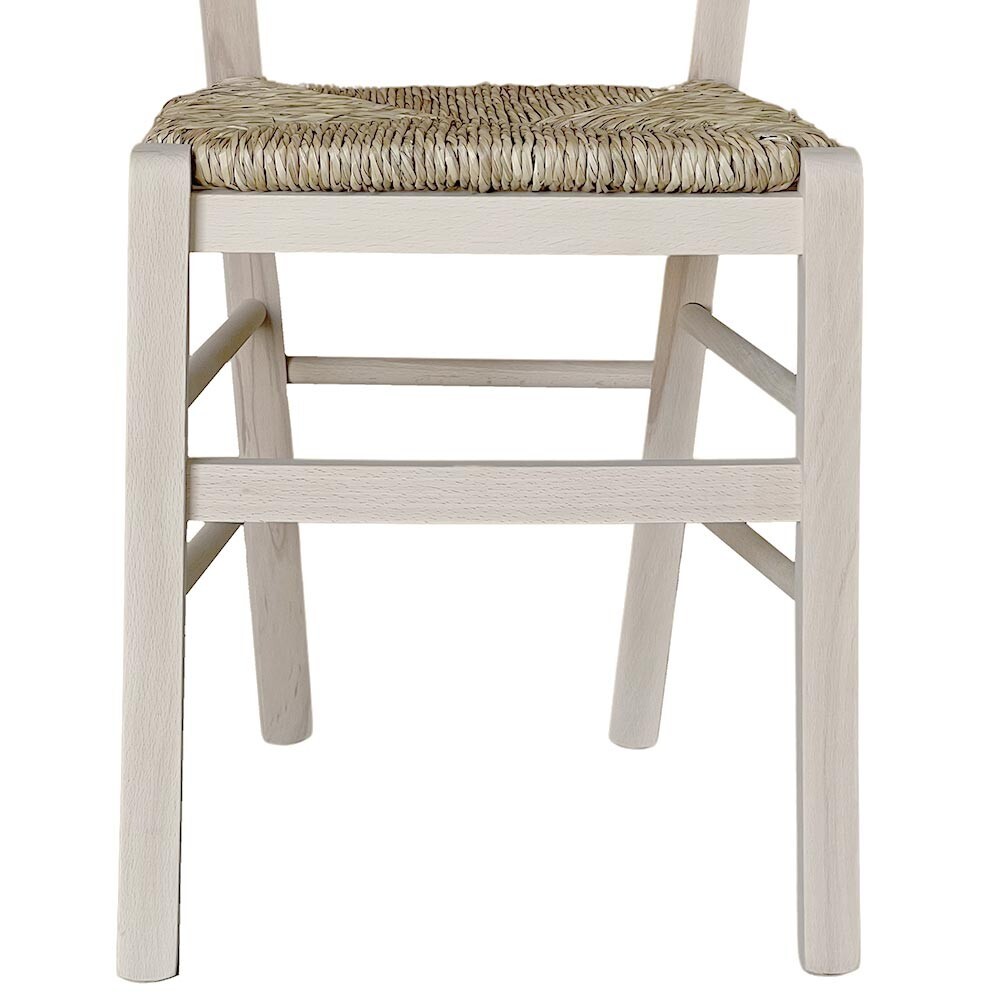 Esszimmerstuhl Loris Aus Massiver Buche – Mit Sitz Aus Sumpfstroh, Rustikales Design (Made In Italy)