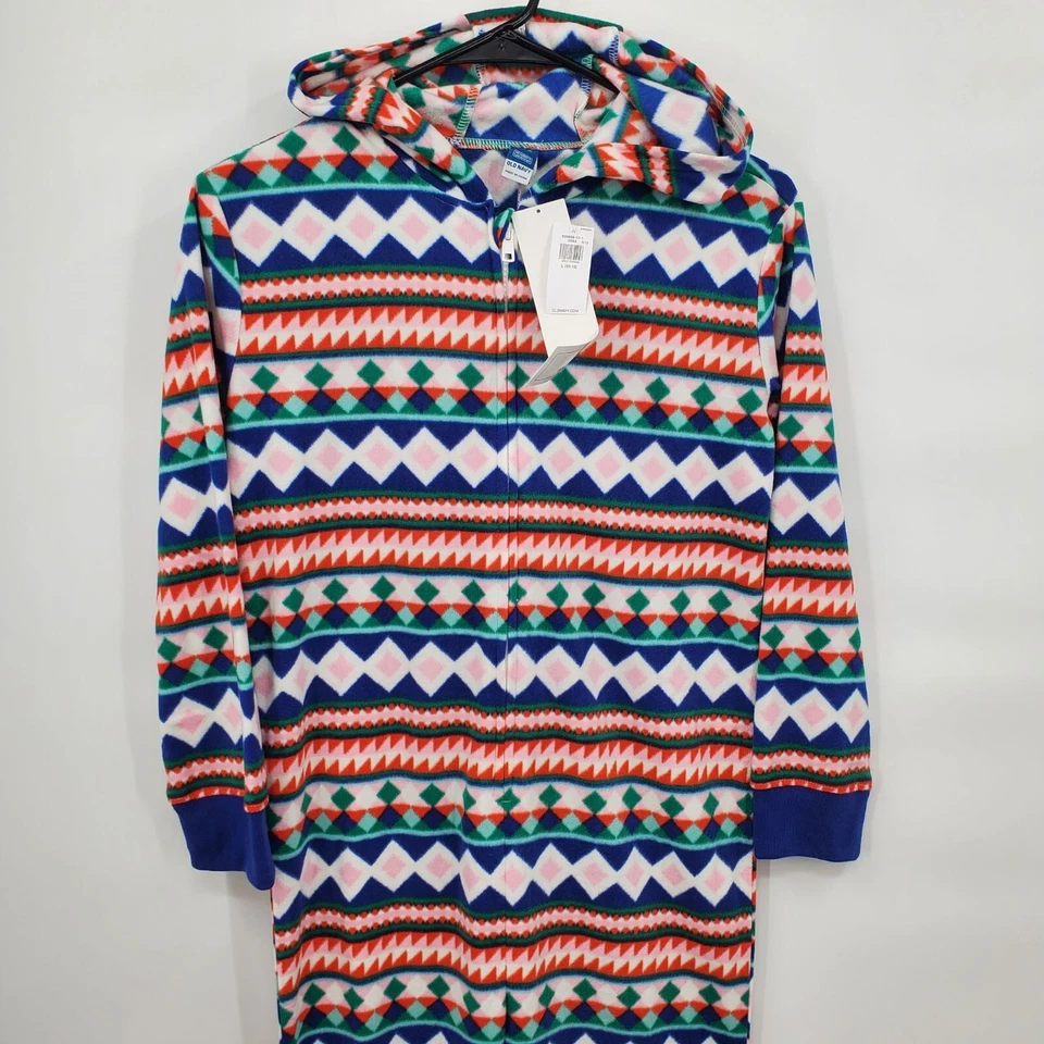 Pijama con capucha de microfleece azul marino antiguo de una pieza para niños talla grande nuevo con etiquetas multicolor Foto 3 de 4