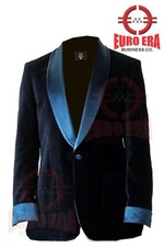 Men Royal Look Party Wear Dinner Party Blue Velvet Smoking Jacket Blazer Coat