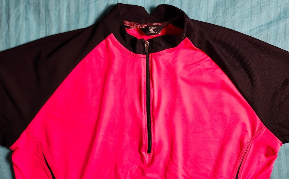 Canari 粉色女式上衣 XL 码 1/4 拉链球衣运动短袖 — 第 2/4 张图片