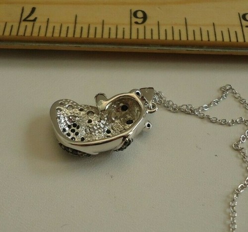 COLLAR COLGANTE DE OSO PANDA DIAMANTE SIMULADO /16"" A 18""/ PLATA ESTERLINA 925 - Imagen 7 de 9