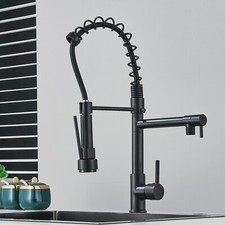 Kitchen Sink Faucet Pull Down Sprayer Single Handle Swivel Mixer Tap Deck Mount
