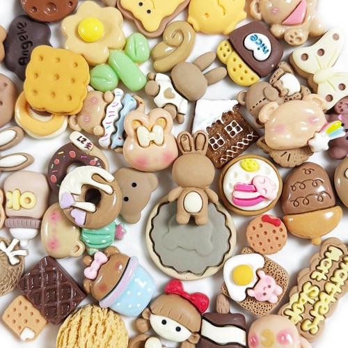 50Pcs Color Series Cartoon Food Sweets Animal Flower DIY Phone Case Making Charm - Picture 29 of 45