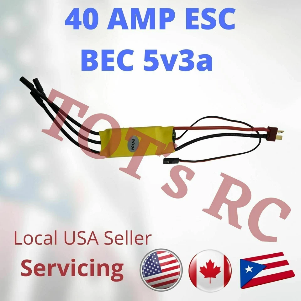 40AMP ESC 40a ESC 4s ESC For RC Airplane FPV Wing RC Helicopter w/ BEC 5v2a - Image 2 of 4