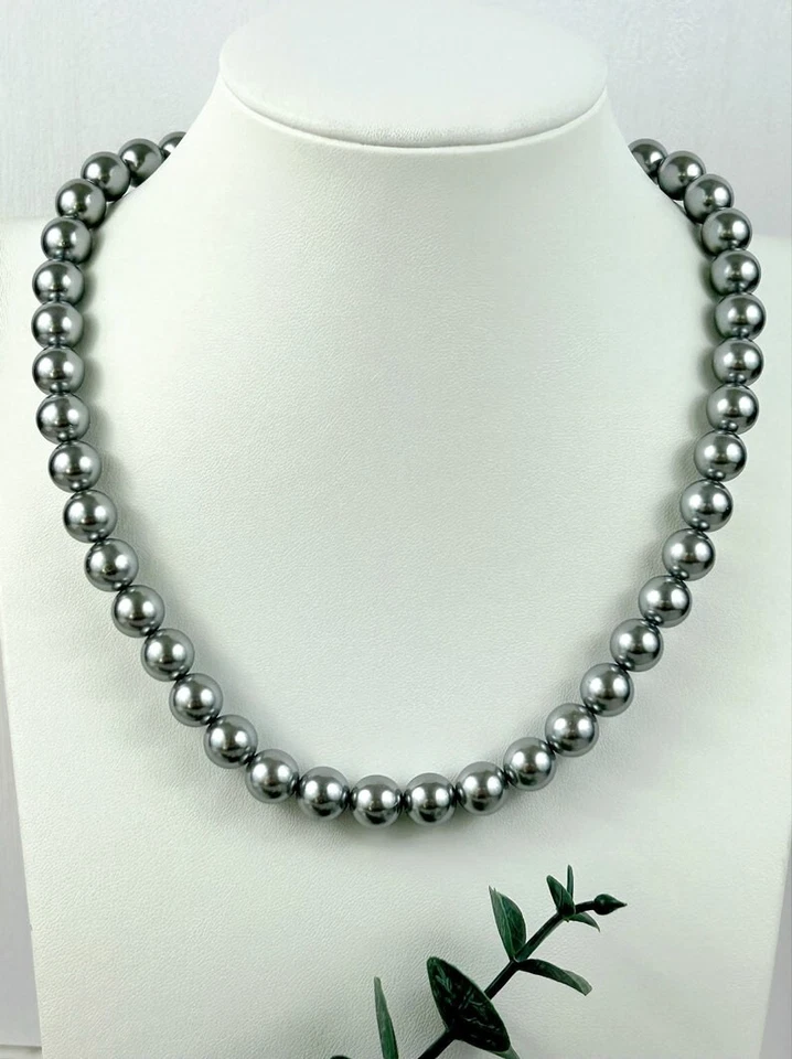 Collares A++ Hematita lisos redondos con cuentas propiedades curativas 24"" para hombre Foto 2 de 4