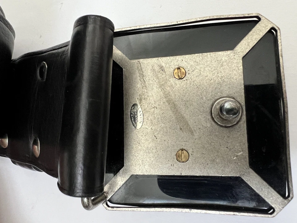 Auténtico cinturón de cuero negro Lanvin para mujer forma geométrica 32-36 pulgadas Foto 3 de 4