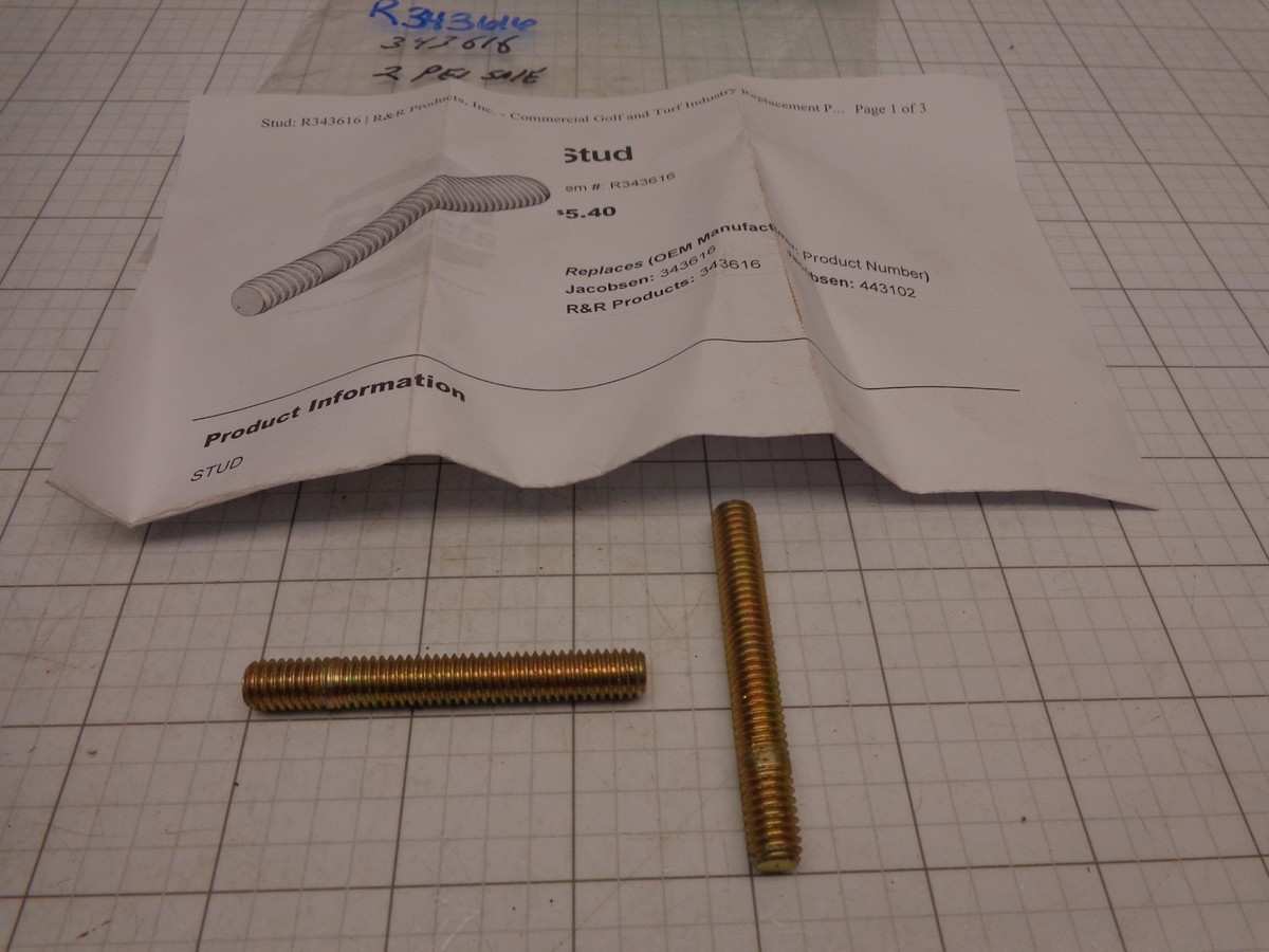 R&R R343616 Stud Replaces Jacobsen 343616 443102 QTY 2 Studs | eBay