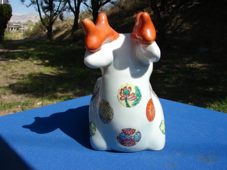 Florero estatua vintage chino FAMILLE rosa ciervo Buck figura PLANTADOR $ Foto 4 de 4