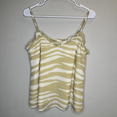 NWT June & Hudson  Beige Ruffles Around Neckline Blouse size L