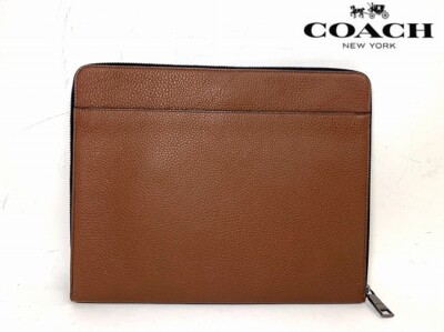 Coach Men's COACH Clutch Bag Pebble Leather iPad Tablet Case Tech