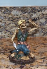 Undead Pirate Skeleton w/ Telescope  Hook Hand, Halloween Village Figurine COOL