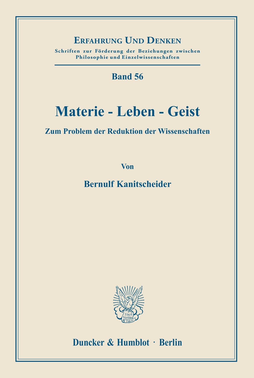 Thumbnail - Bernulf Kanitscheider | Materie - Leben - Geist. | Taschenbuch |