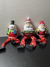 Shelf Sitter Snowman Santa Holiday Decoration Christmas Shelf Sitters Lot Of 3