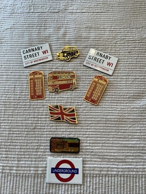 Lamberts Of London Souvenir Metal Fridge Magnets LOT 9 Taxi Bus Phone Booth