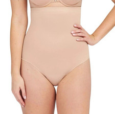NWT Assets By Spanx Women's Flawless Finish High Waist Shaping Thong Sz L Beige
