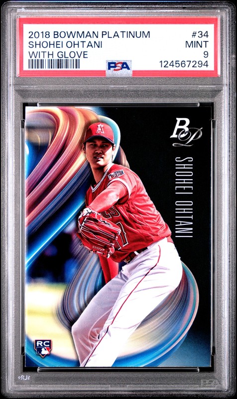 2018 BOWMAN PLATINUM WITH GLOVE #34 SHOHEI OHTANI ROOKIE RC PSA 9