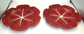 2 Bordallo Pinheiro Dark Red Cabbage Dinner Plates