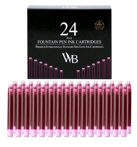 Wordsworth & Black Confezione da 24 ricariche di inchiostro per penna stilografica - Set di 24 inchiostri rosa... - Foto 2 di 2