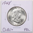 1948 50C Franklin Half Dollar in Choice BU+ Condition #RK181 Full Bell Lines