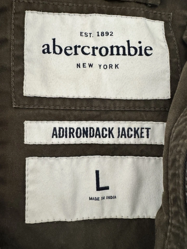 Abercrombie Adirondack Jacket Boys L Hood Green Distressed Fall Spring Coat Girl - Image 3 of 4