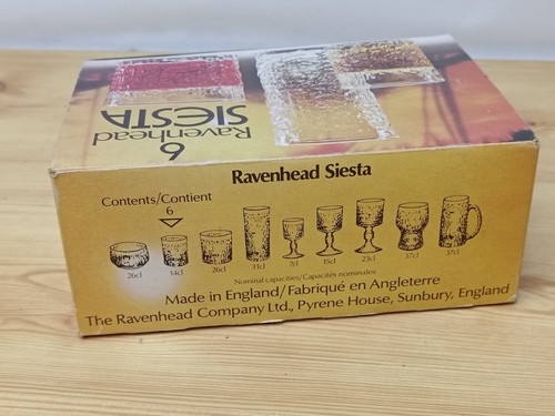 Vintage 1970's Ravenhead Siesta 14cl ( 5oz ) Set Of 6 Glasses - Boxed - Picture 6 of 7