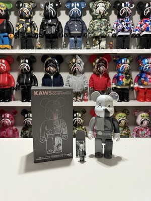 KAWS Grey Dissected 400% 100% Bearbrick Set Be@rbrick OriginalFake 2008 Gray