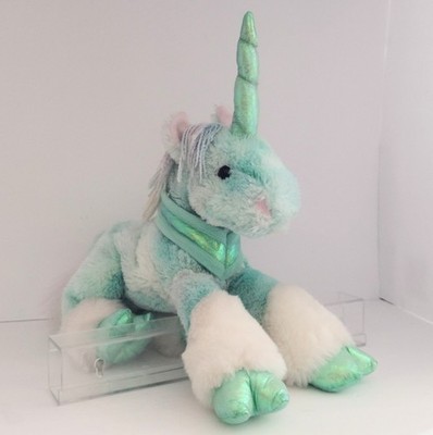 2000 Vintage Toys R Us Animal Alley Unicorn Plush 15'' Blue Green Iridescent