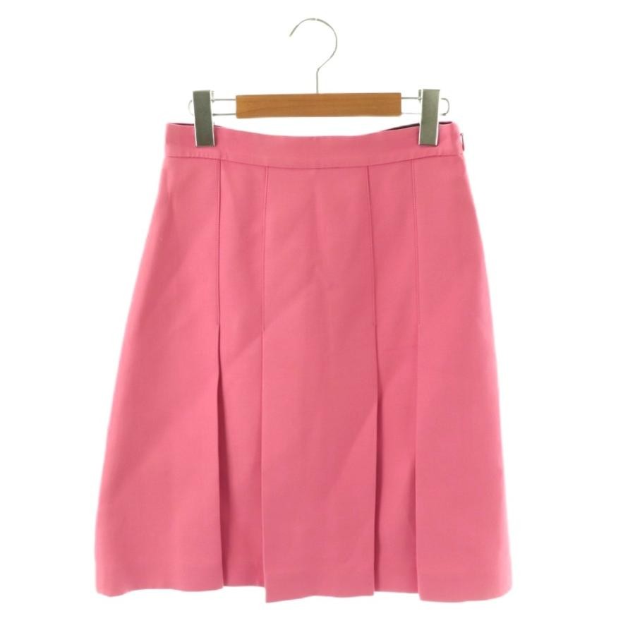 GUCCI Tuck Skirt Wool Silk 38 Pink Ladies