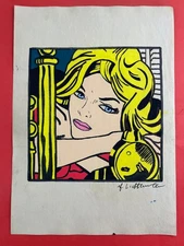 Roy Lichtenstein (Handmade) Drawing On Old Paper signed and stamped