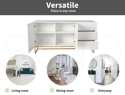 Levede Buffet Sideboard Storage Cabinet Drawers Shelf Kitchen Cupboard Hallway - Picture 3 of 9