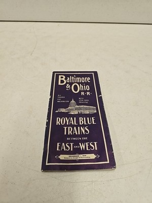 Antike 1905 Baltimore & Ohio B&O Railroad Royal Blue Trains Zeittafel mit Karte