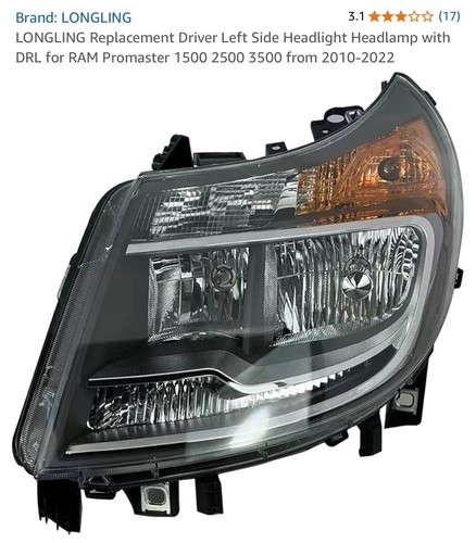 Driver Left Side Headlight DRL for RAM Promaster 1500 2500 3500 2010-2022 - Picture 1 of 6