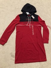 NWT Calvin Klein Women Hooded Dress Size XS Black Red Comfy Wear