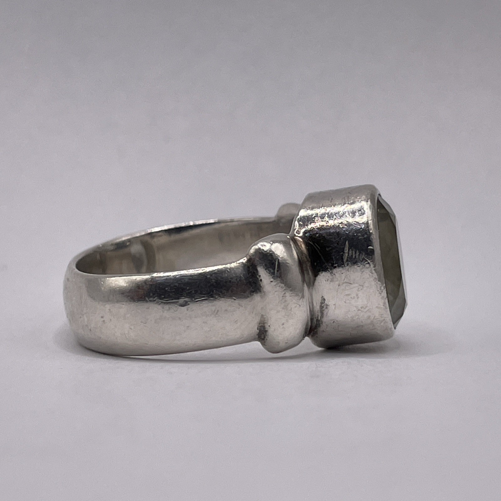 Sterling Silver Green Amethyst Solitaire Ring 7.9… - image 6