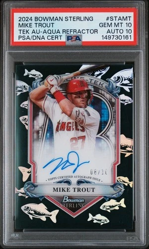 2024 Bowman Sterling - Sterlingtek Mike Trout #ST-1 Aqua Refractor /10 PSA 10
