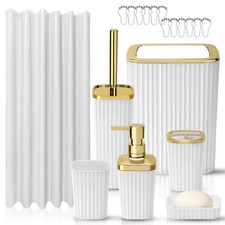 Bathroom Accessories Set Shower Curtain Dispenser 19-Piece Choose Your Color