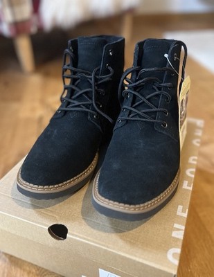 TOMS Mens Boot Porter Black Suede Stiefel Wildleder Boots Schnürschuhe Herren 