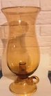 14 " Vintage Blenko Amber Color Hand Blown Art Glass Hurricane Candle Holder