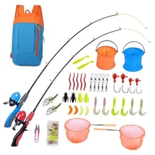  Kids Fishing Pole Kit 2 Pack, Portable Telescopic Kids Fishing Rod with 