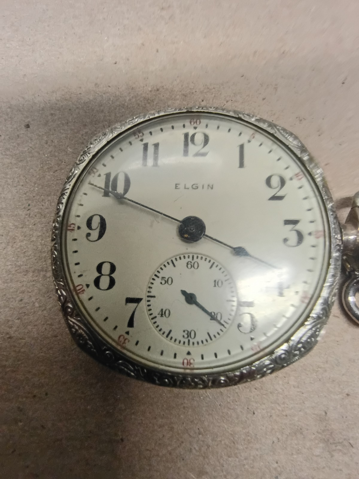 elgin octagonal shape pocket watch with chain - image 1