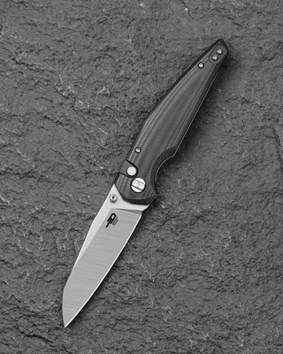 Bestech Knives Folding Knife 3.5'' 14C28N Sandvik Steel Blade Black G10 Handle