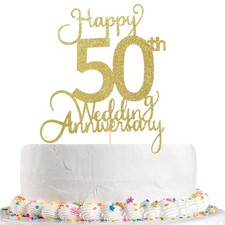 Wedding Anniversary Cake Topper - 50th Anniversary Party Decoration, Premium ...